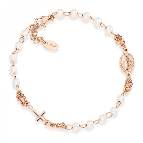 Acquistare Bracciale Rosario Amen in argento e perle donna BRORB3