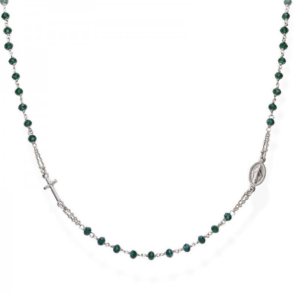 Buy Amen Silver Rosary Necklace with crystals CROBVB3