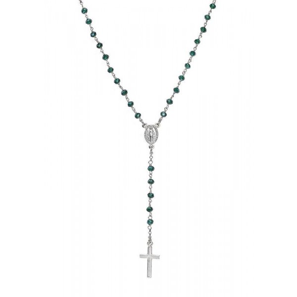 Buy Amen Silver Rosary Necklace with crystals for ladies CROBVB4