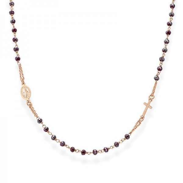 Buy Amen Silver Rosary Necklace with crystals CRORA3