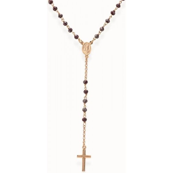 Image of the Amen Silver Rosary Necklace with crystals CRORA4