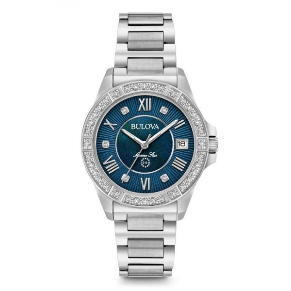 Kaufen Sie Bulova Damenuhr Marine Star 96R215 Diamanten Perlmutt